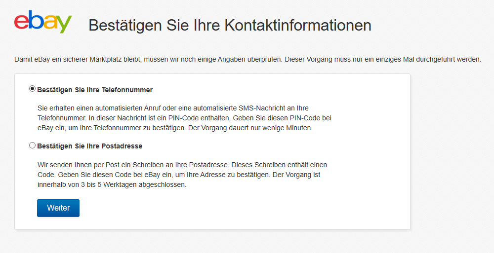 Gewerbliches eBay Konto erstellen: Angaben zum Unternehmen