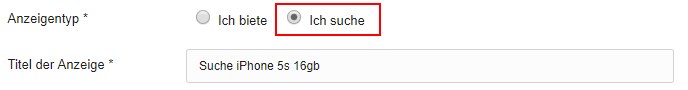 Reselling Tipps: Suchinserat bei eBay Kleinanzeigen